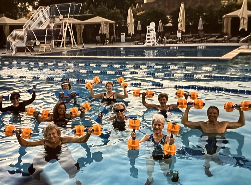 Estate planning attorney Marvin Blum in pool exercise class